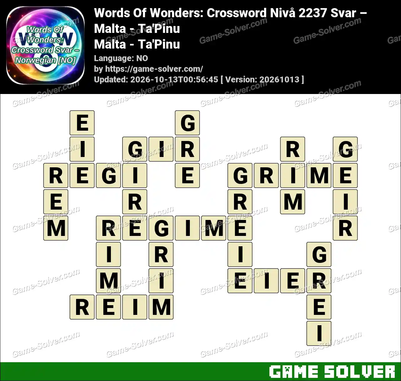Words Of Wonders: Crossword Nivå 2237 Svar – Malta – Ta’Pinu